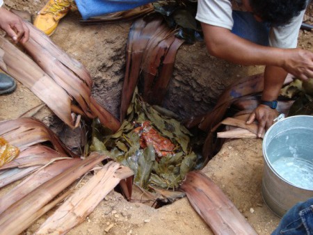 Barbacoa enchilada de chivo, al horno